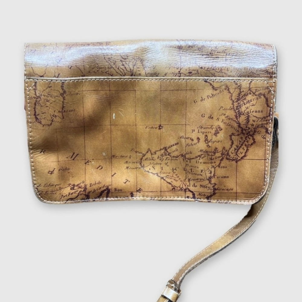 PATRICIA NASH Map Bag Crossbody Messenger Brown Tan Color Pre-Owned